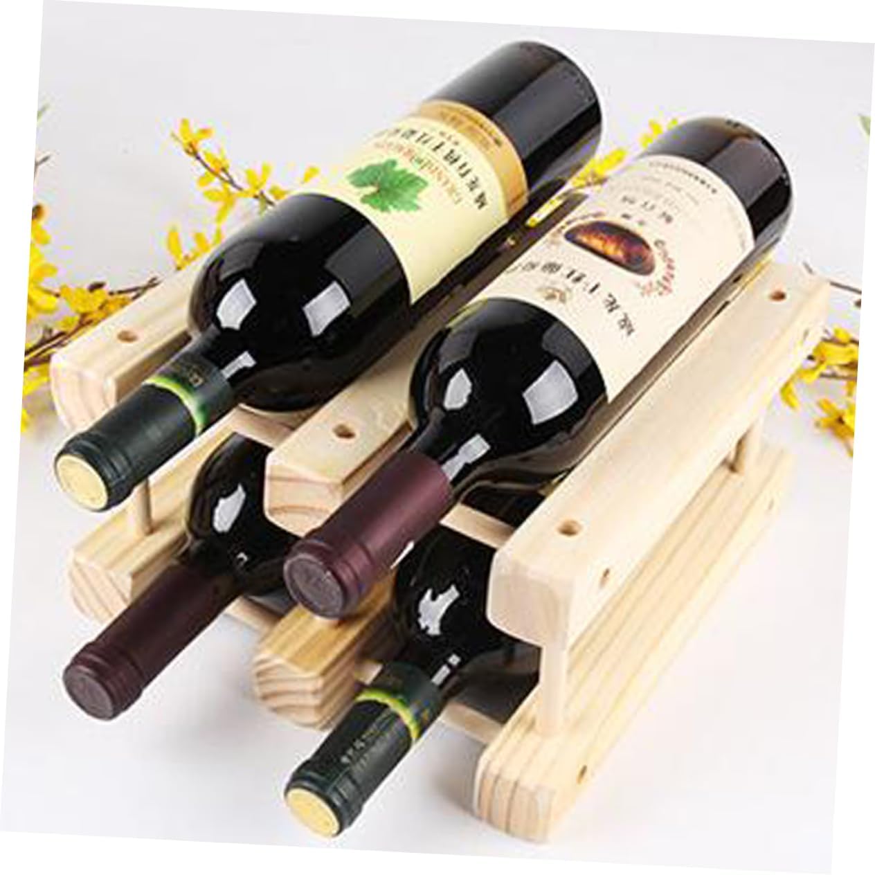 KICHOUSE Solid Wood Wine Rack Decorative Bottle Display Stand for Bottles European Style Wine Holder Storage Organizer