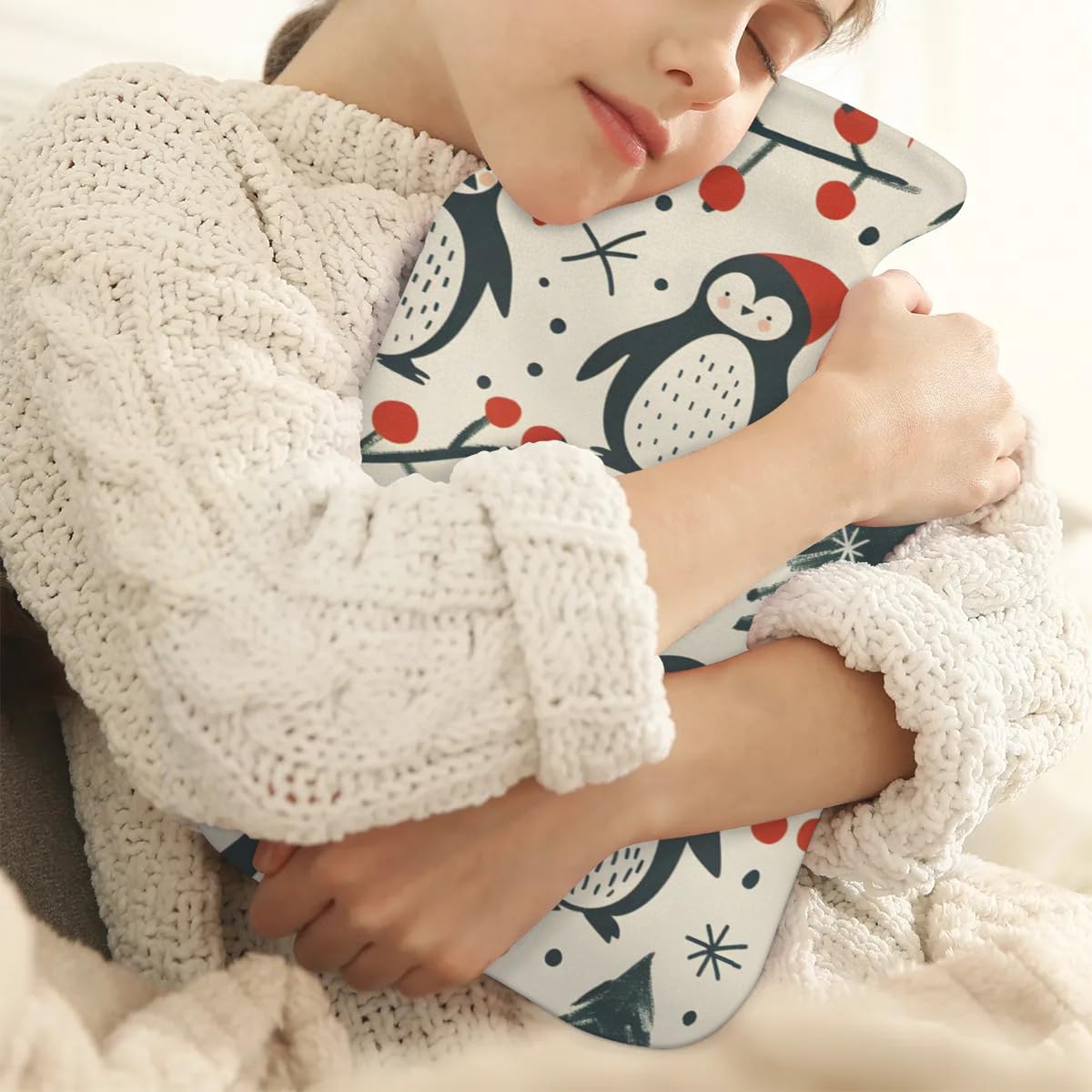 Hot Water Bottle with Soft Cover,2L Cartoon Tree Hot Water Bag for Hot and Cold Compress, Hand Feet Warmer, Gothic Tree Rubber Hot or Cold Water Bottle Halloween Christmas Decorations