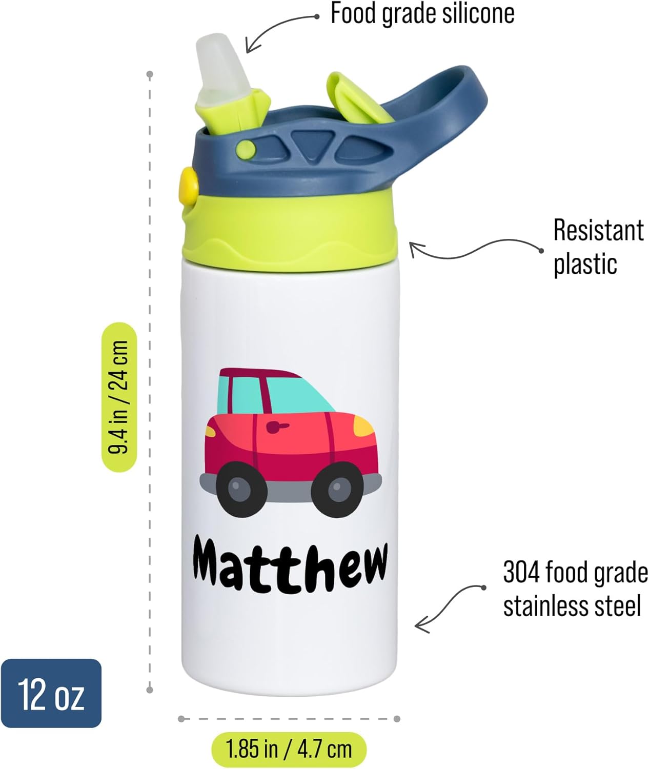 Custom Kids Tumbler 12oz & 20oz – Personalized Insulated Sports Water Bottle for School, Double Wall Vacuum Stainless Steel Cup, Custom Name Children Leak-Proof Tumbler - Image 6