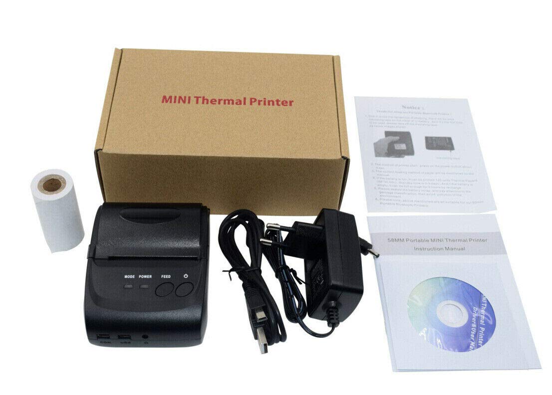 Sinye Imprimante Thermique de reçu Bluetooth Mini imprimante de Facture personnelle sans Fil USB de 58 mm Compatible avec Android/iOS/PC/Windows (EU Plug)