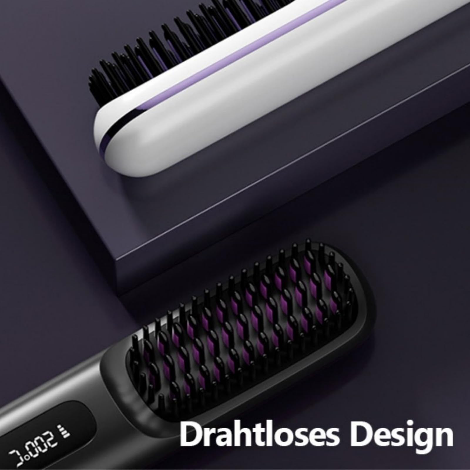 clinora Die ERSTE intelligente Syling-Bürste für kurzes Haar，Kabellose Glättbürste mit LED-Anzeige, Stylingbürste für glätten, locken und trocknen, 3 Wärmestufen，Kompakt und tragbar