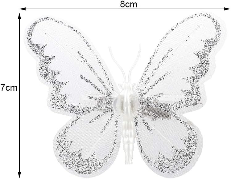 Firlar Christmas Glitter Butterfly Ornament, 24 Pcs DIY Craft Butterfly Clip on Christmas Tree Ornaments for Xmas Tree Wreaths Party Wedding Decor - Image 3