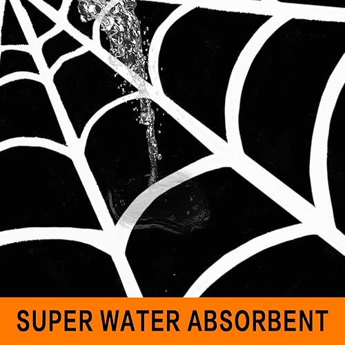 Miniatura 6 de Alfombras de baño de Halloween para baño, tela de araña de Halloween, absorbente y antideslizante, bonita alfombra de ducha, lavable y suave para