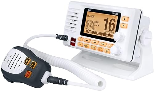 Vista 21 de Uniden Radio VHF marina UM725GBTBK, todos los Estados Unidos, Canadá y canales marinos internacionales, potencia de transmisión de 1 vatio/25 Negro