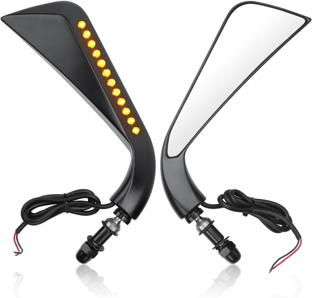 LKV Motorcycle Side Mirror with LED Turn Singal Lights - 8mm Rear View Mirrors Compatibale with Harley Sportster Road King Softail Dyna Street Glide Cruiser Touring XL 883 1200 (Black)