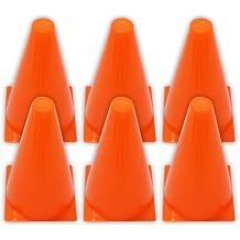 6-Pack | 7" 17.8 cm Slalom Cones | Robust PVC | Weighted Base | Multi-Use Sports & Event Boundary Markers