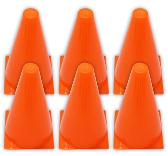 6-Pack | 7" 17.8 cm Slalom Cones | Robust PVC | Weighted Base | Multi-Use Sports & Event Boundary Markers