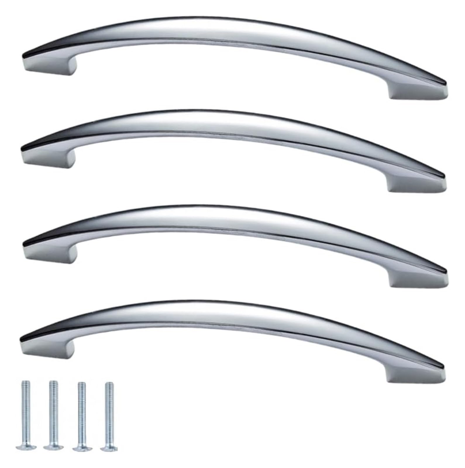 NLQCSXWEP Zinc Alloy Cabinet Bow Handle, Zinc Alloy Cabinet Drawer Pulls Bright Chrome 4 Pcs(A-128mm Bright Chrome)