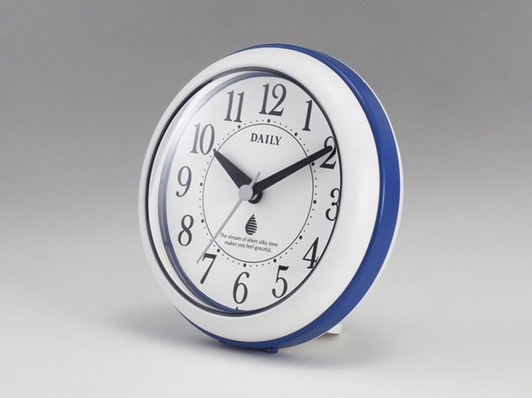 Rhythm 4KG711DN04 Wall Clock, Bath Clock, Splashproof and Dustproof, Blue/White, Diameter 4.6 x 1.9 inches (118 x 48 mm)