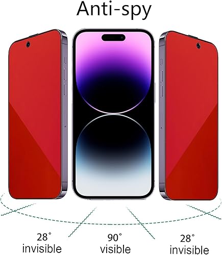 Miniatura 2 de BWEDXEZ Paquete de 2 vidrios templados de privacidad anti-azul para iPhone 14 Pro Max, protector de pantalla antiespía, película antiespía,
