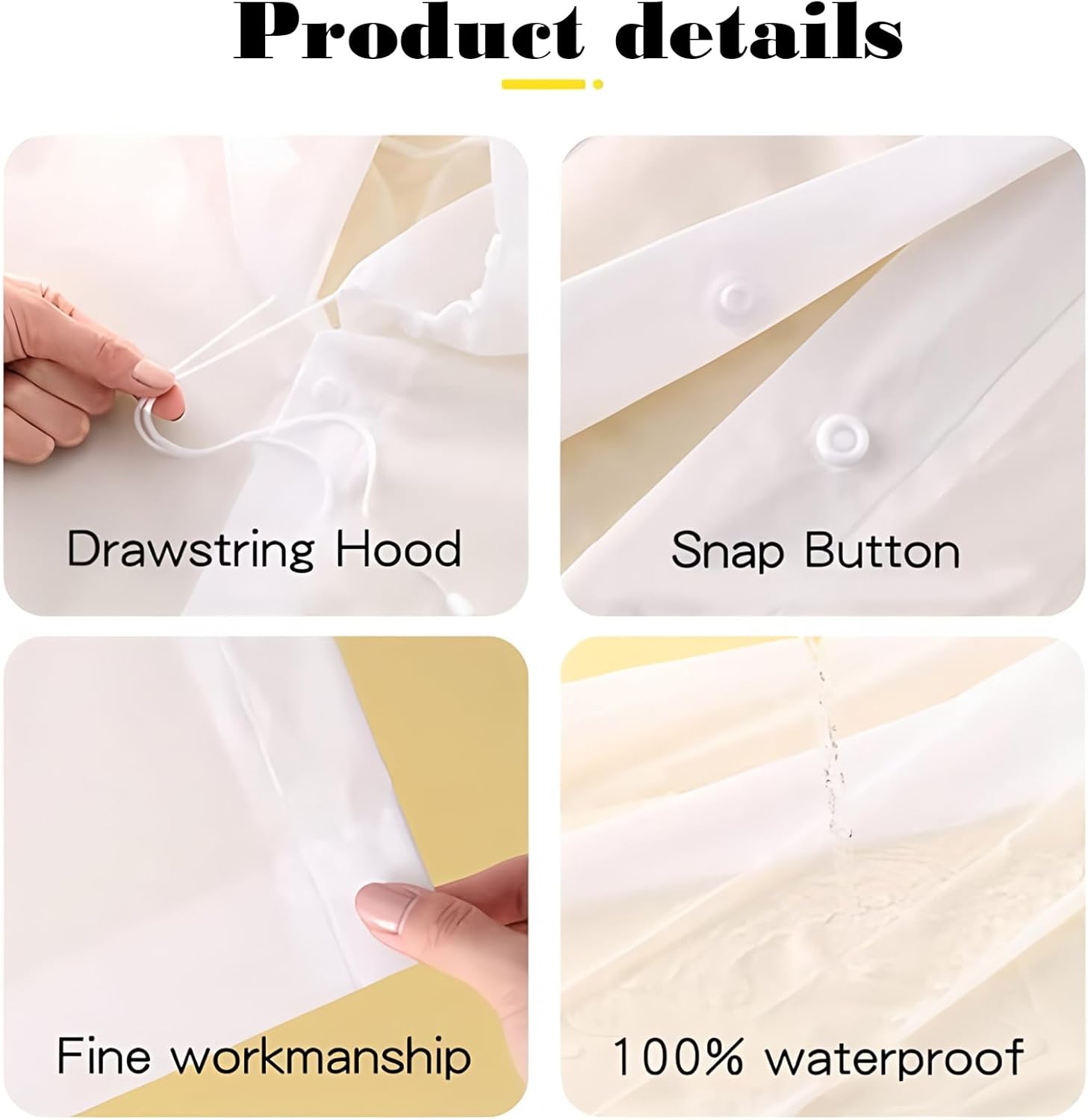 2 Pack Adults Rain Poncho, Waterproof Raincoat Jacket for Men Women, Reusable, Lightweight Raincoat for Hiking Camping Emergency - Image 5