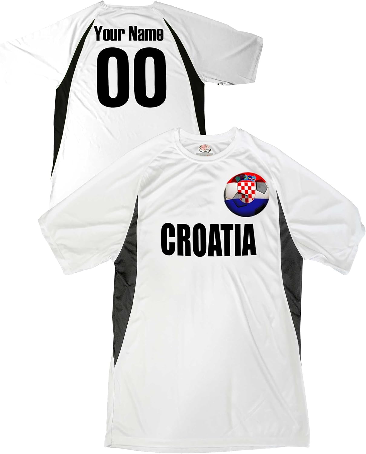 Custom Croatia Soccer Ball 1 Jersey Youth Large in White and Black