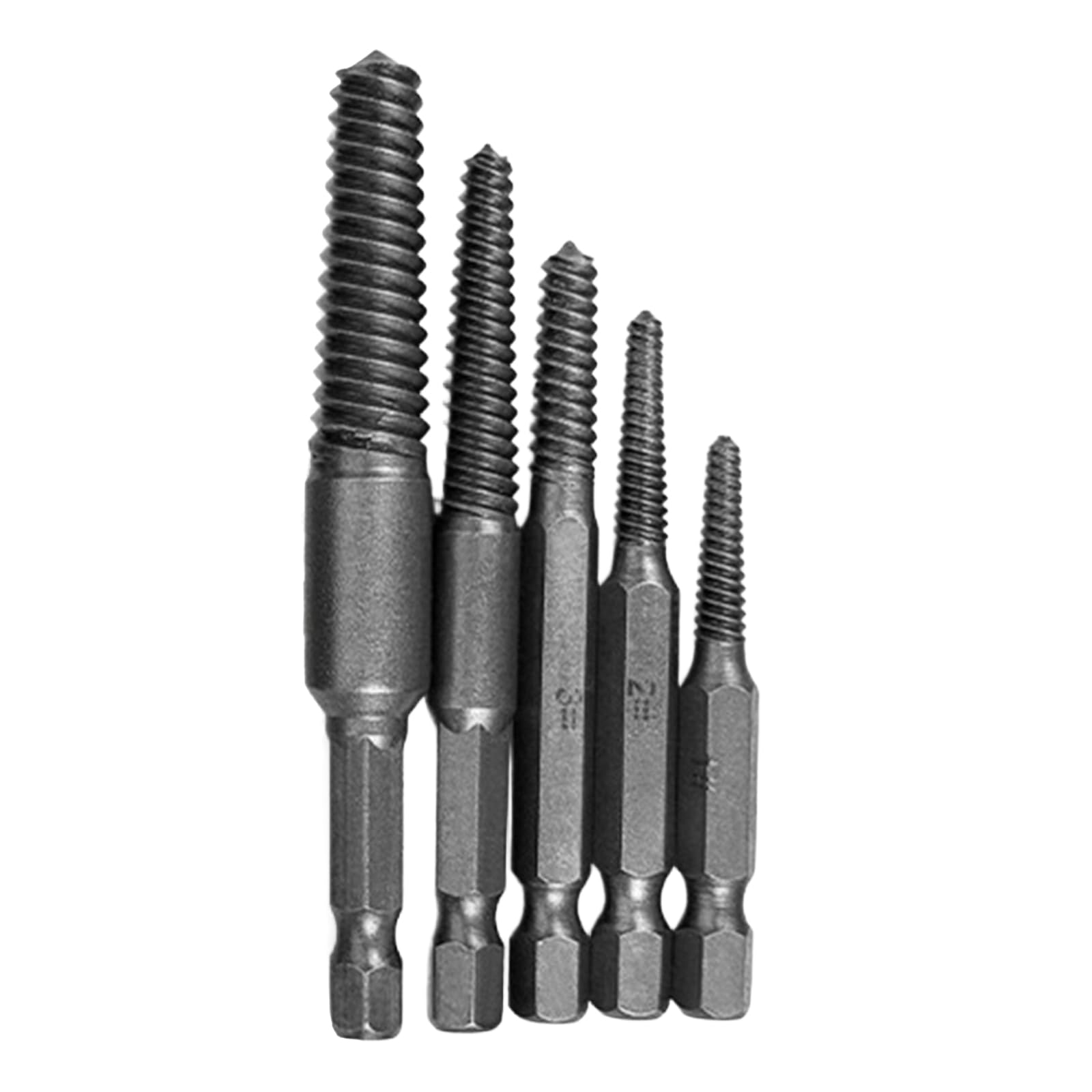 Geavonyg Silver Professional Grades Rusted Screw Removers Set With Nonslip Thread And Stable Heat Treated Construction Ruptured Screw Extractors