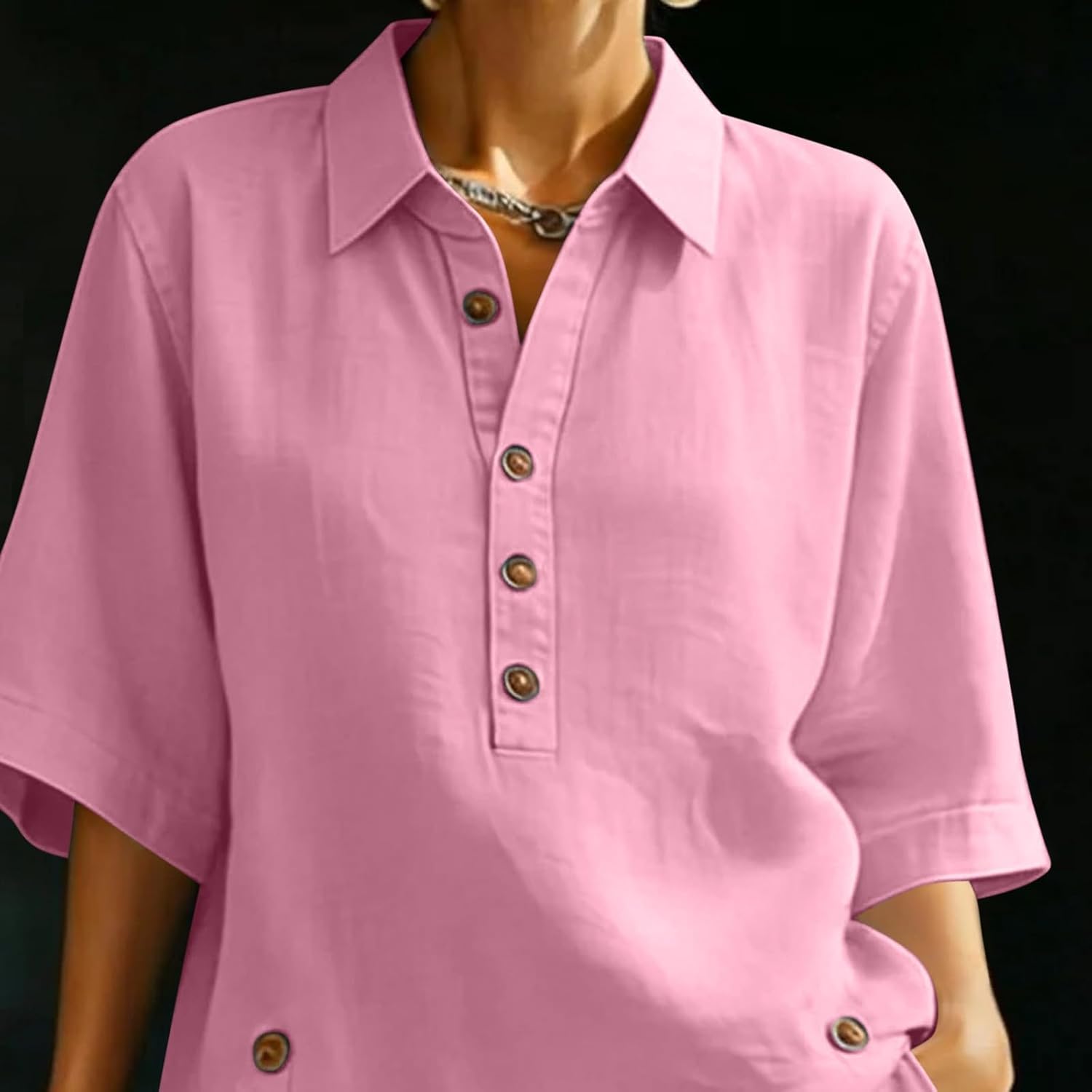 Linen Sets for Women 2 Piece Button Up Henley Shirt Matching Wide Legs Shorts Fashion Outfit Short Set 2026