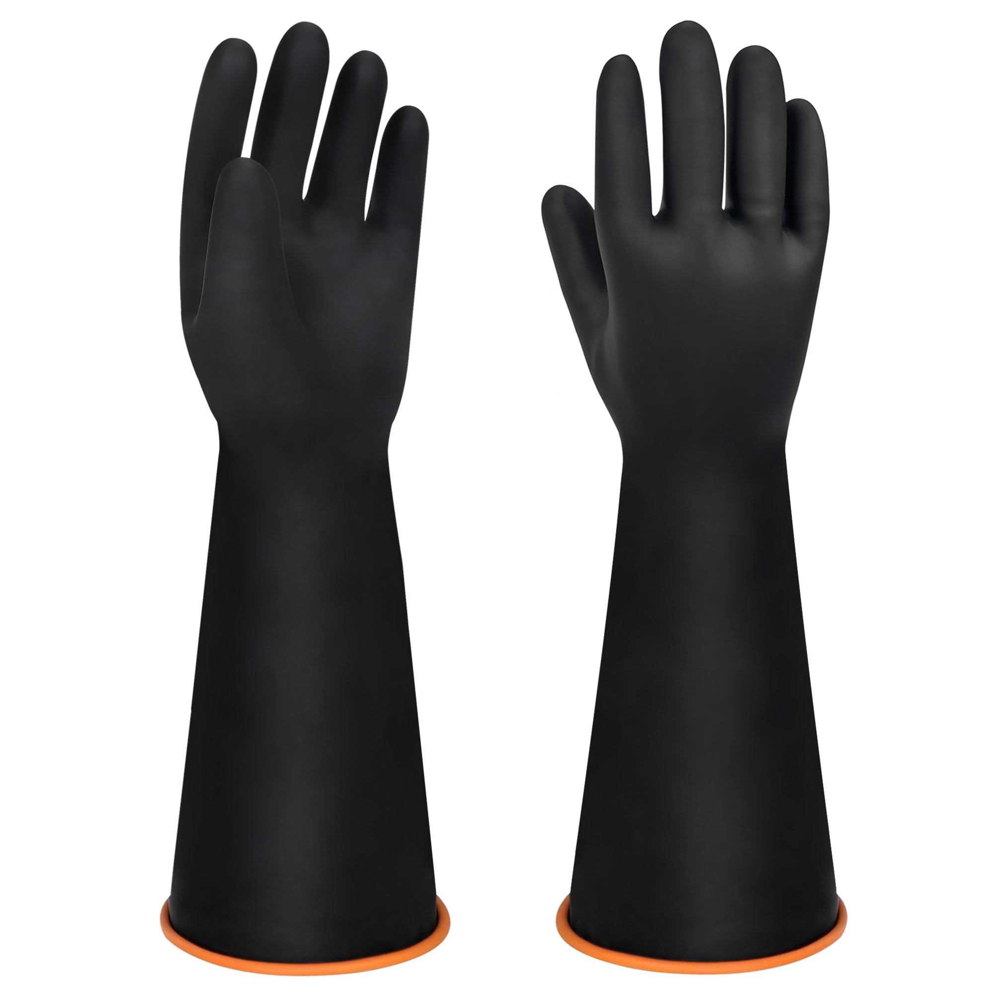 18" Long Rubber Gloves, XL Heavy Duty Large Black Rubber Gloves