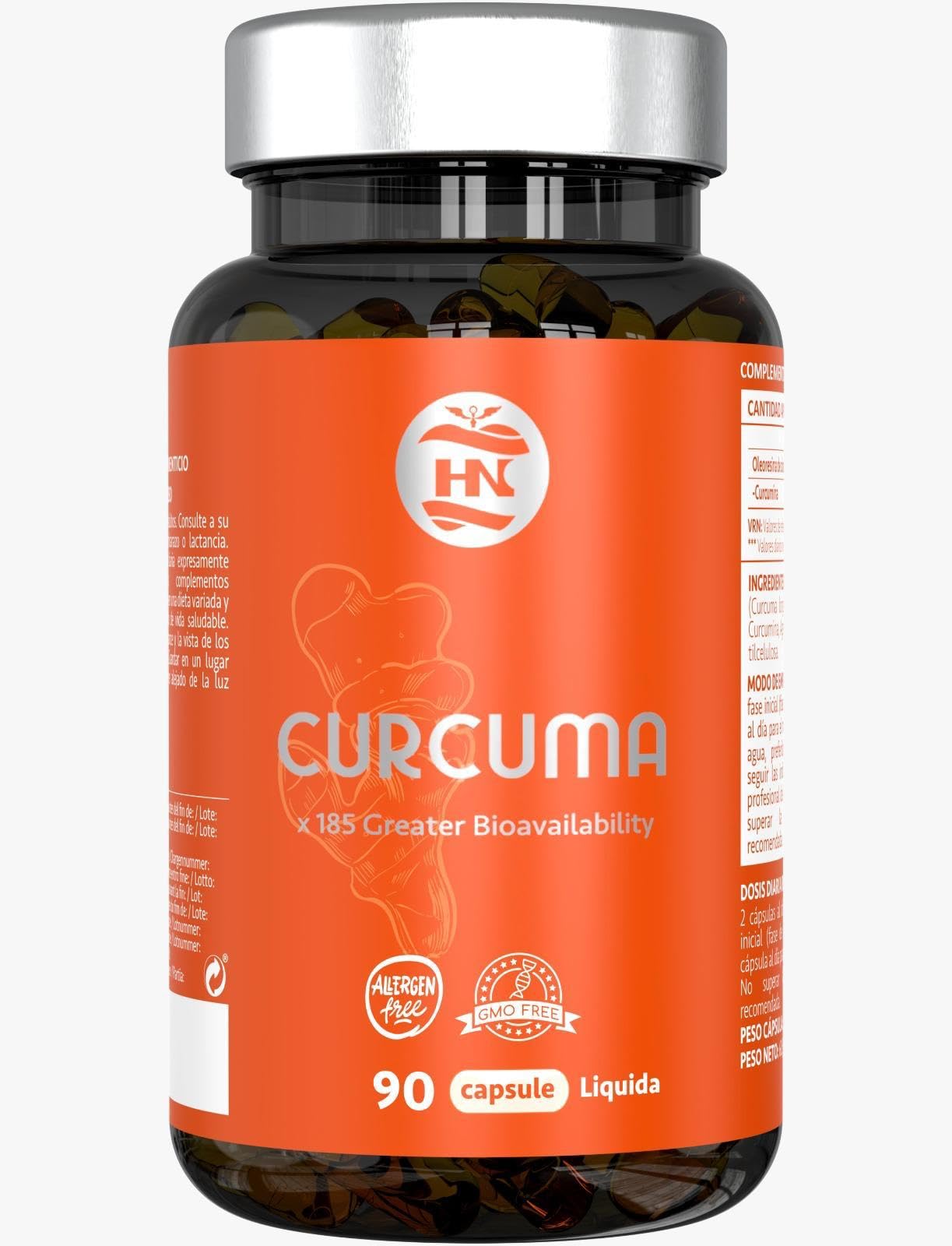 Curcuma en Capsulas líquida de 575 mg. 90 Cápsulas de Curcumina Micelada de Absorción Inmediata, Capsulas de Curcuma Liposomada, sin Pimienta Negra y Jenjibre