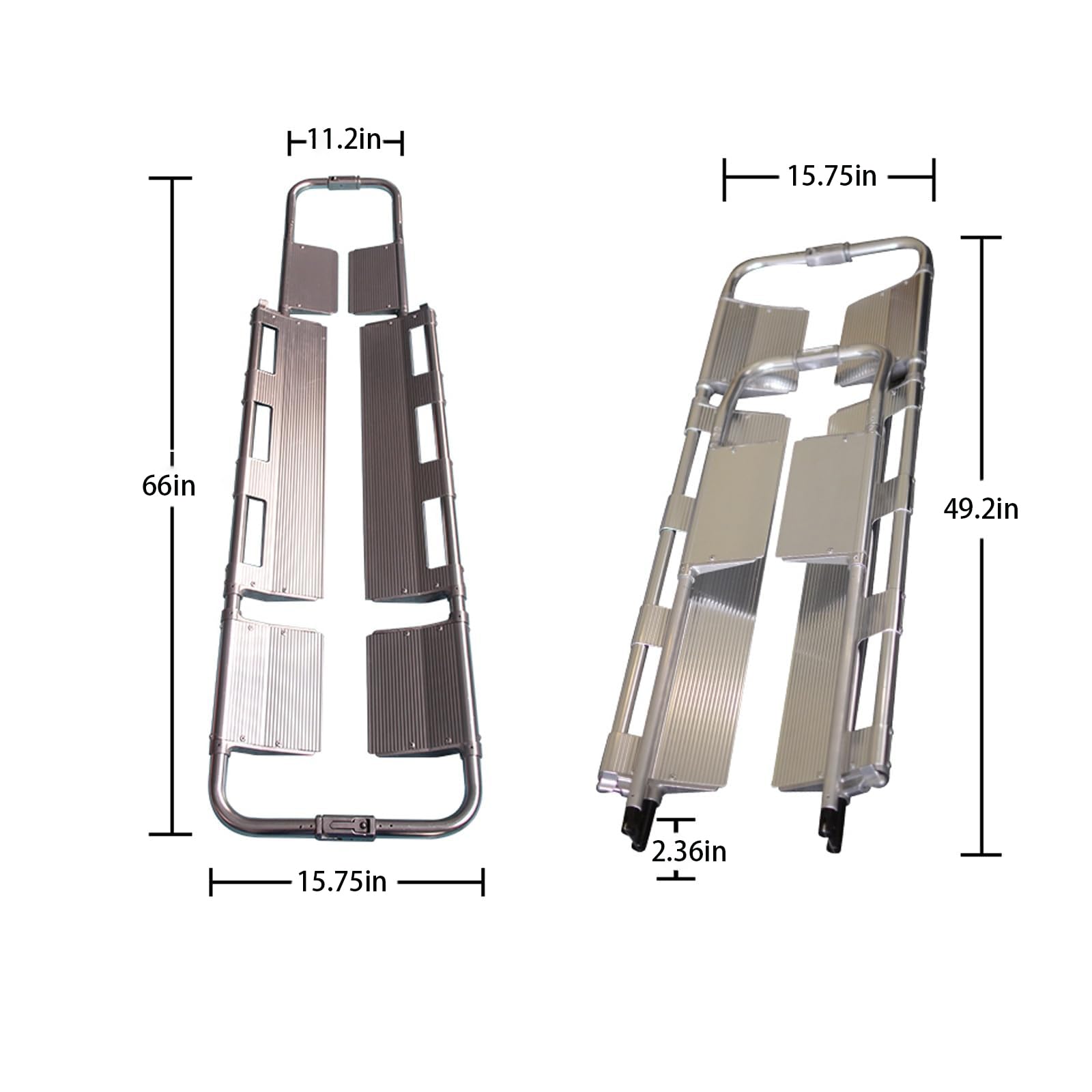WJPDXFENG EMT Backboard Spine Board Stretcher, Folding Stretcher for Medical Emergency, Medical Stretcher, Emergency Rescue Back Stretcher, 180kg/386Lb Load Capacity,with Safety Straps(Silver)