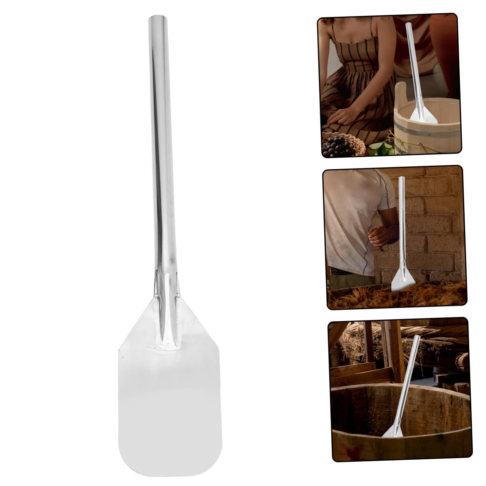 Paleta Mango Largo Mezcladora de 24 Pulgadas de Acero Inoxidable para Cocina Profesional y Elaboración de Cerveza, para Grandes Lotes y Fermentación