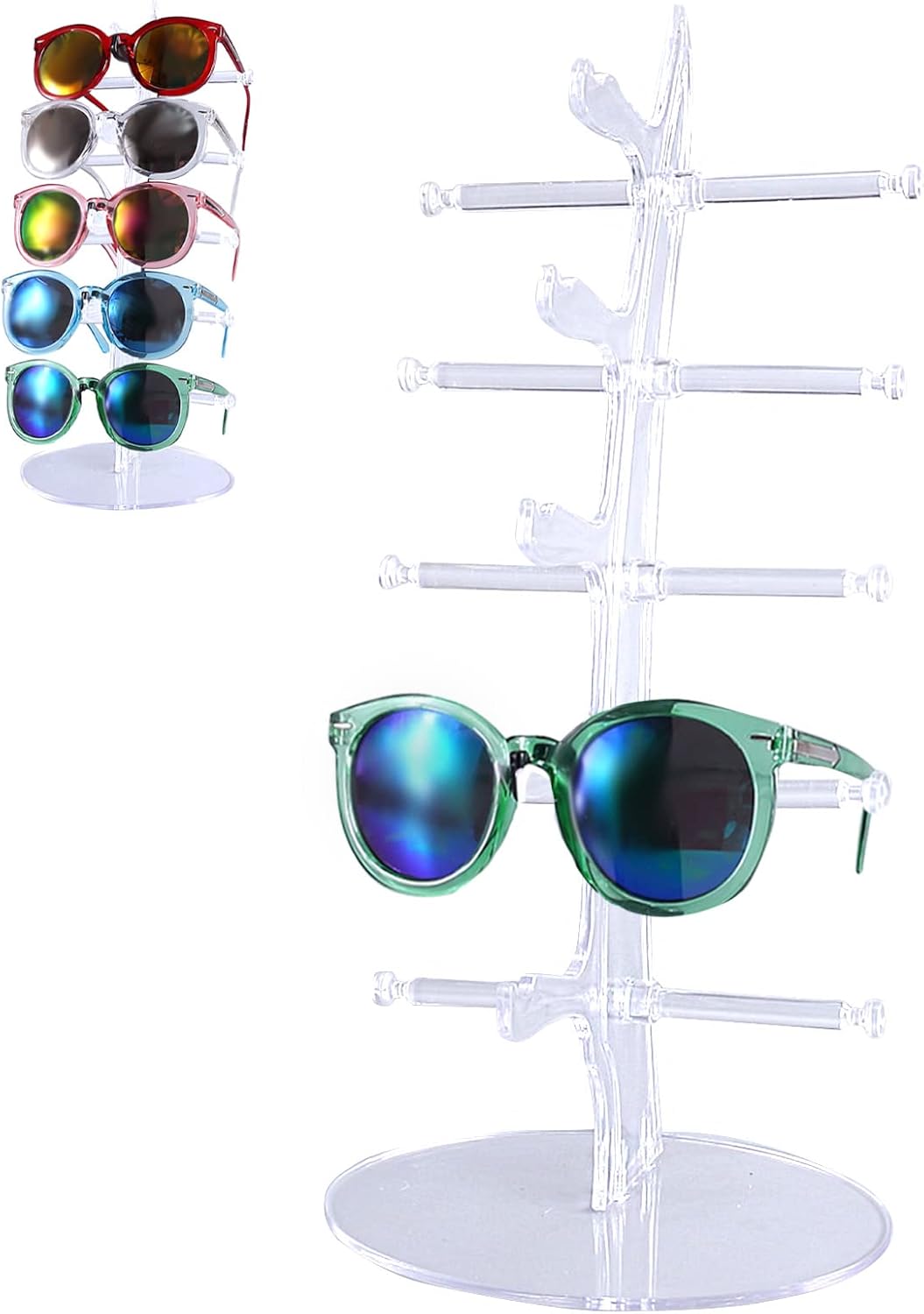 KUYT Sunglasses Stand Crystal Transparent Plastic Glasses Holder Stand