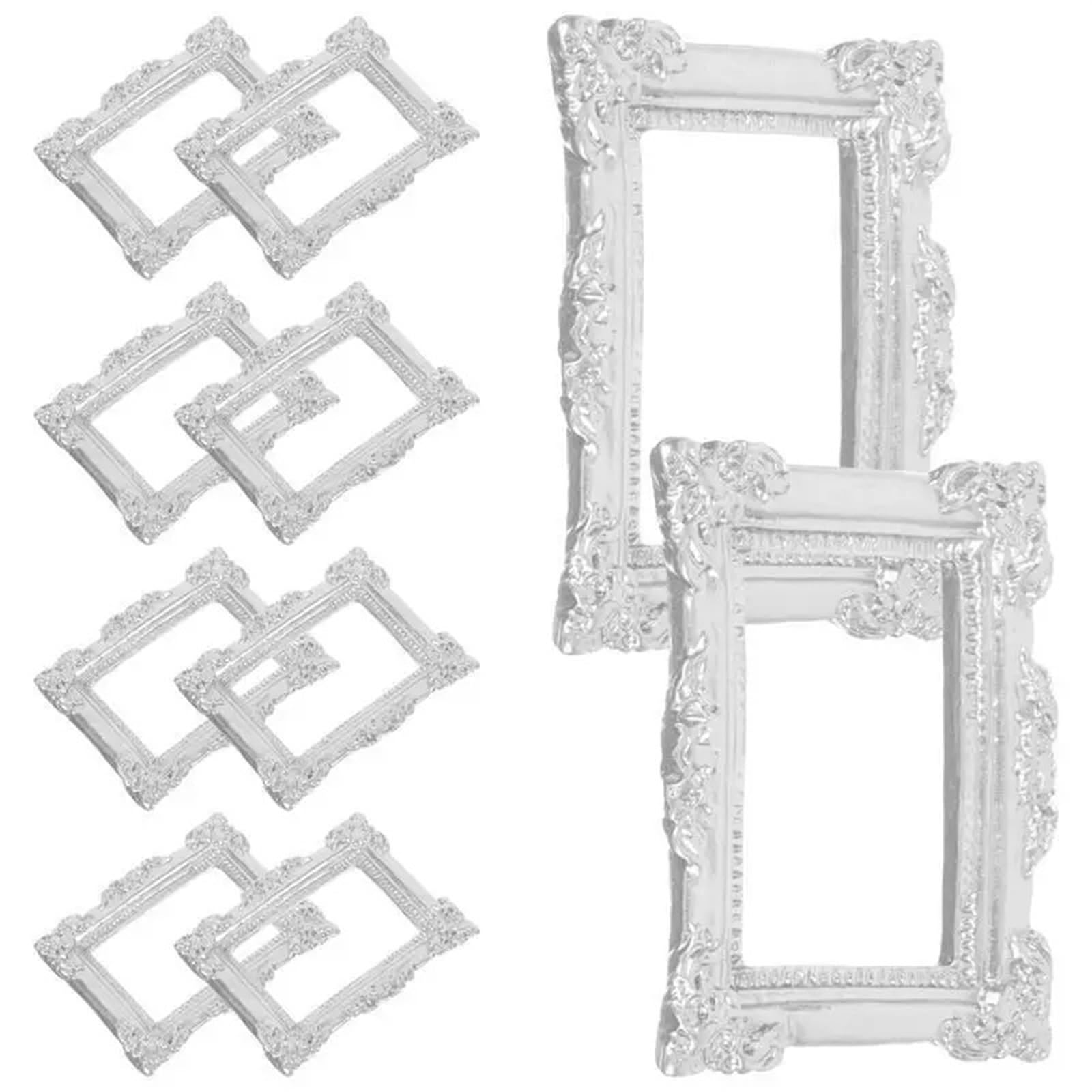 Cornici per Quadri 10 Pz Mini Cornice for Foto Fai da Te Mestiere della Resina Cornice d'Epoca Cornice for Foto in Miniatura Accessori Puntelli Foto 4.8x3.6 cm Cornice per Foto(Silver)