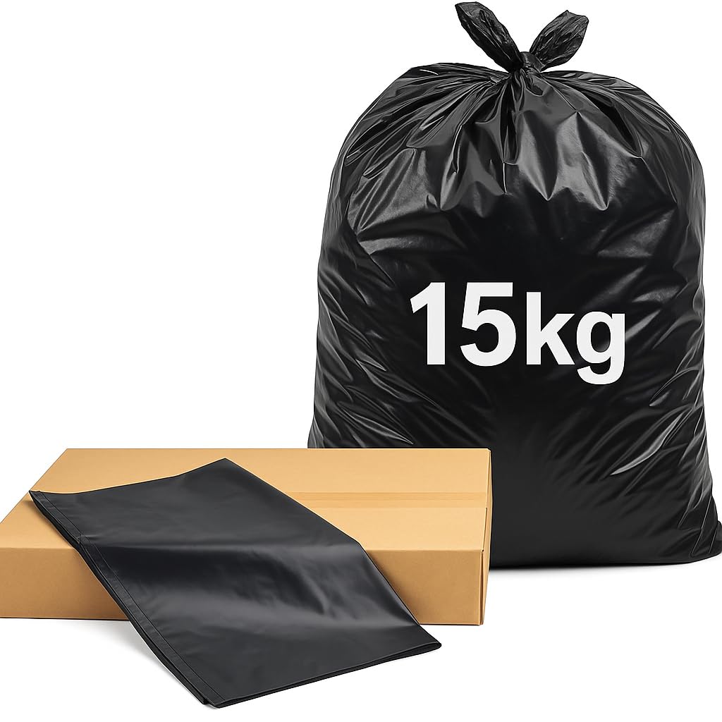 Heavy Duty Black Bin Bags, 80L Capacity, 45x73x96cm, Strong Refuse Sacks for Household, Kitchen, Office Bin Liners for Everyday use Rubbish Garbage Bags-200 Bags (15Kg Bags)