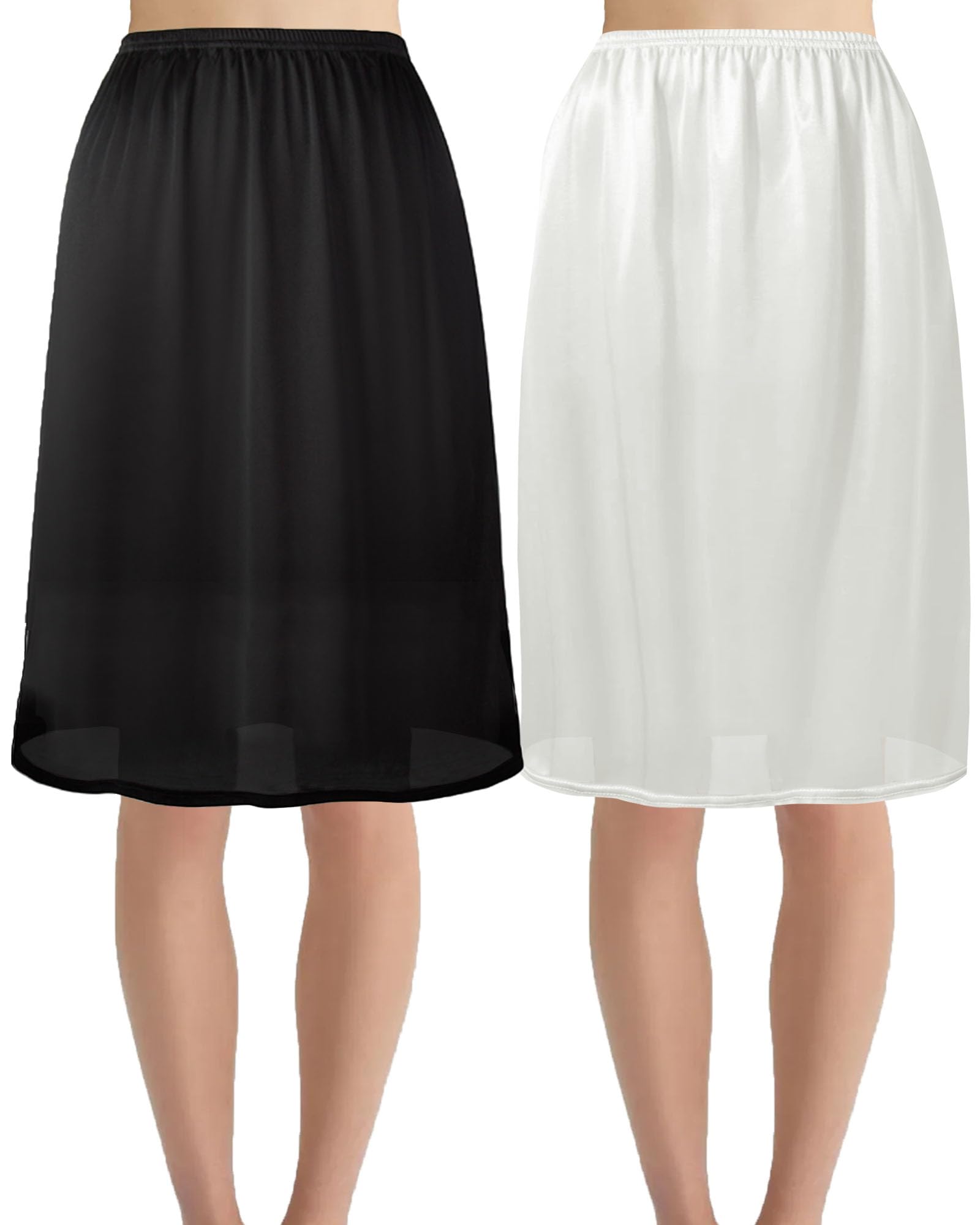 Hanpceirs 2 Stück Damen Petticoat Unterröcke für Damen halbe Slips für unter Kleider Satin Rock Extenders