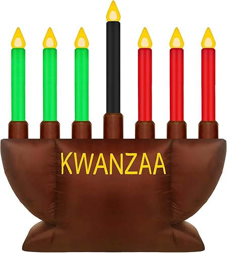 Liliful Kwanzaa - Decoración inflable de menorah de 8 pies, patrimonio africano, decoración de patio al aire libre, velas Kwanzaa Kinara para