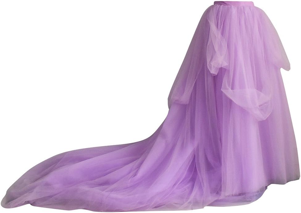 Women Tutu Wedding Train Skirt Bridal Long Tulle Horse Hair Ruffle Skirt