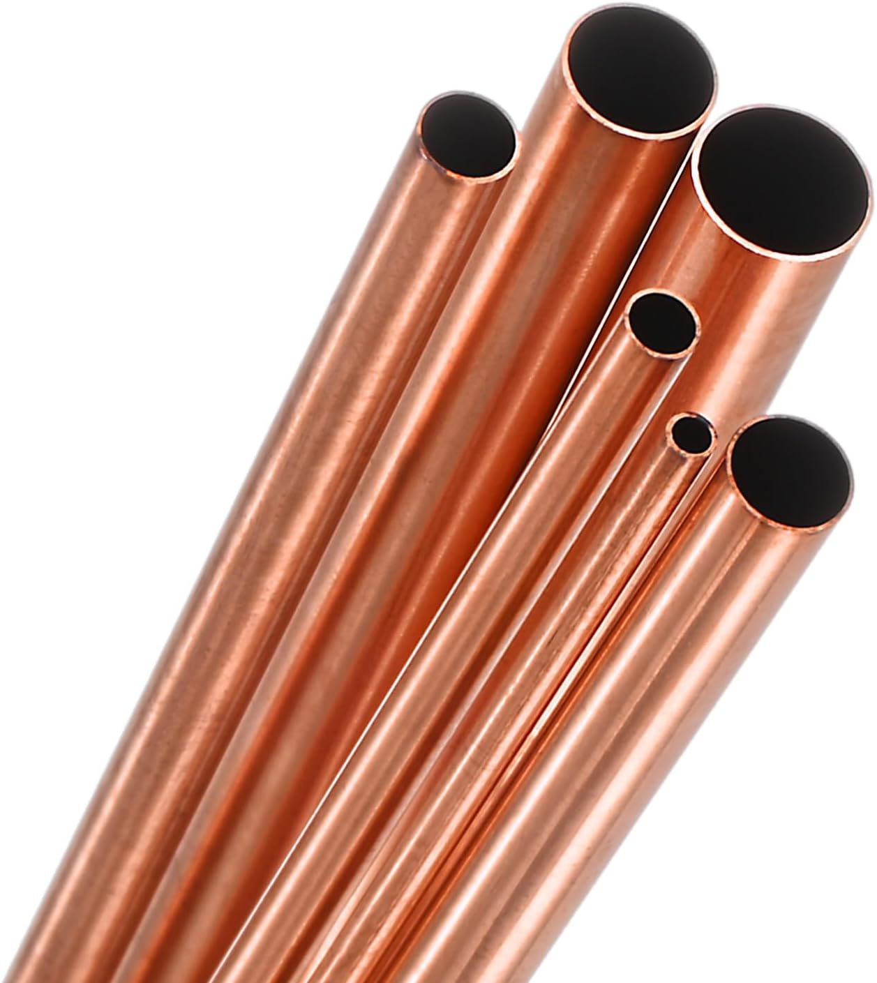 MMETERXITY 300mm Seamless Copper Round Tubes Set (2-7mm OD, 0.2mm Wall) for DIY Crafting, Machining, Construction & Gardening