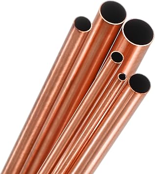 M METERXITY 300mm Copper Round Tube, 2mm 3mm 4mm 5mm 6mm 7mm OD 0.2mm Wall Thick Seamless Straight Copper Pipe Tubing for Construction/Machining/Crafting [Set of 6 Sizes]
