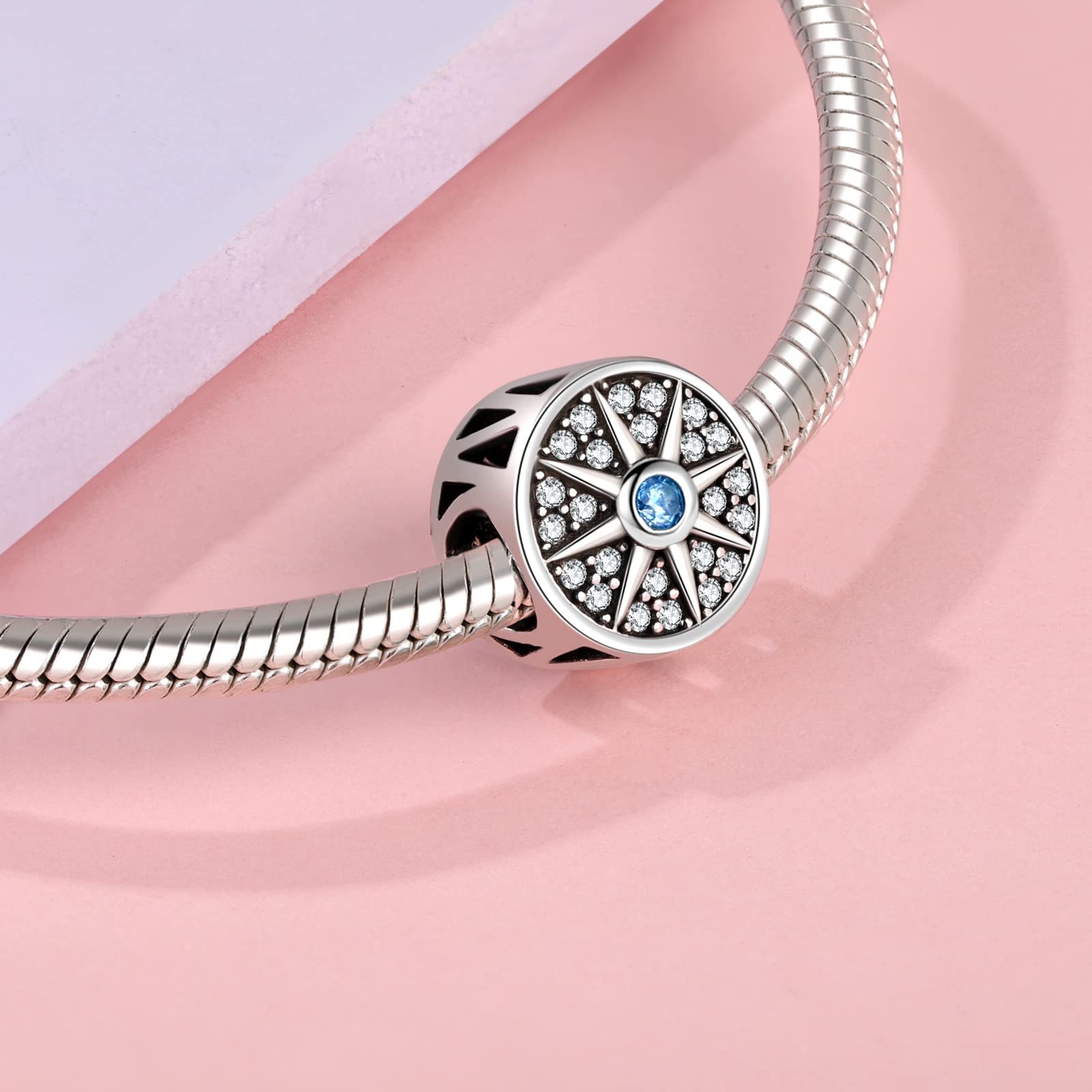 Symretie Ciondolo Donne in Argento Sterling 925, con Zirconia Cubica, Compatibile con Bead Charm Braccialetti Pandora e Collane Europei per Donne Ragazze