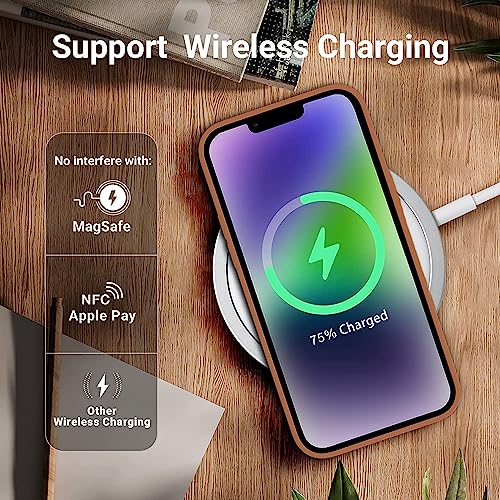 Image of DIZORO Compatible with iPhone 13 Case, Liquid Silicone Case, Full Body Protective Cover, Shockproof, Slim Phone Case, Anti-Scratch Soft Microfiber Lining, (6.1 inch Brown)