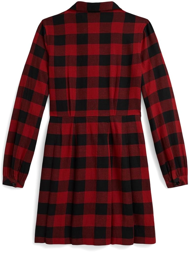 Red Polo Ralph Lauren Buffalo Check Cotton Twill Dress (Big Kid)