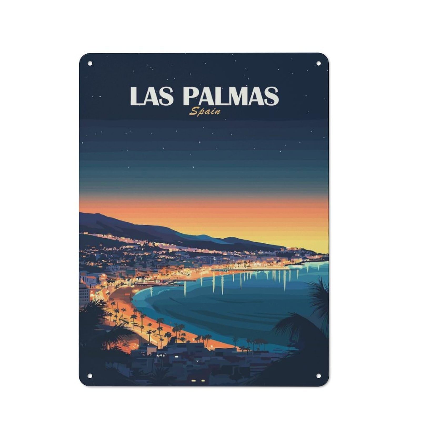 Junmoney Style-10 Las Palmas, Spain Travel Printed Metal Sign 40X30cm For Café Or Home Bar, For Kitchen And Home Bar Decor, For Cafés, Pubs And Restaurants