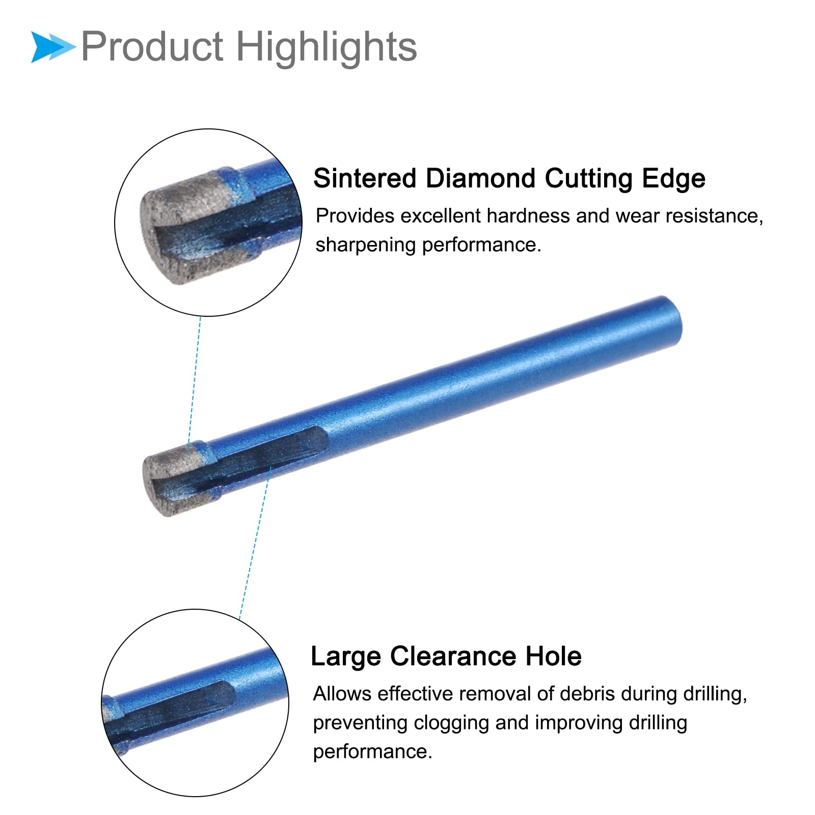 CoCud Diamond Core Drill Bit, 8mm Dia Round Shank, Tiles Stones Marble Concrete Dry/Wet Hole Saws Blue - Image 4