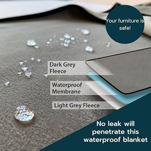 Miniatura 3 de Manta impermeable de 80 x 90 pulgadas para adultos, suave, lavable, funda reversible de gran tamaño para camas individual, Queen, King (gris cálido