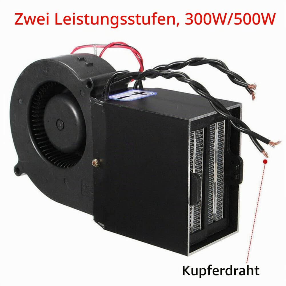 JAWSEU 12V Auto Heizlüfter, 300W-500W Einstellbare Autoheizung Defroster Windschutzscheiben Demister, Elektrische Keramikheizung mit Lüfter mit Zigarettenanzünderstecker