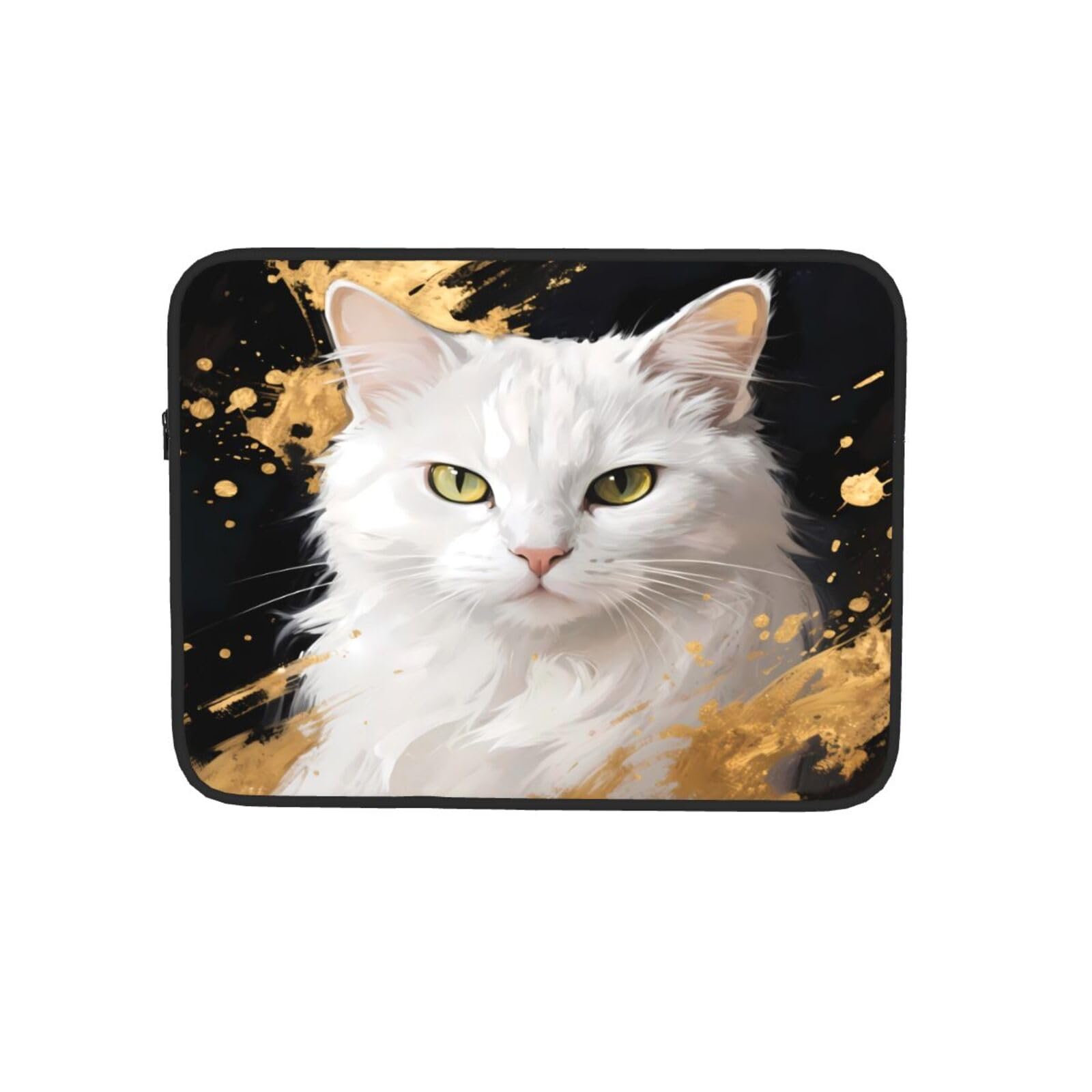 Cat with Gold Splashes Laptop Sleeve Case Notebook Computer Pouch Tablet Briefcase Carrying Bag for Work 10 Inch