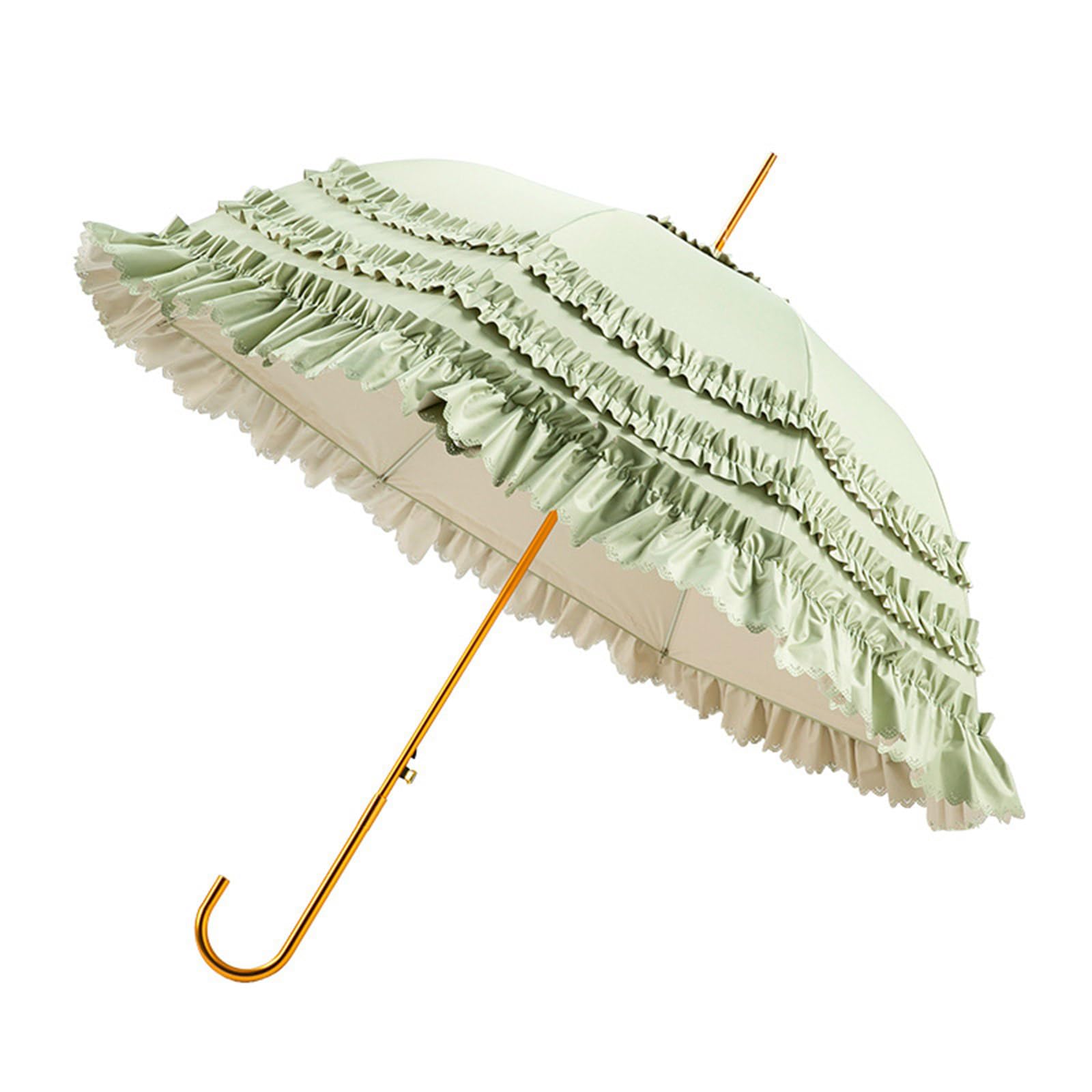 Hinayosan Women's Yellow Green Lace Parasol Umbrella Vintage Wedding Bridal Umbrella Dome Parasol Princess Lace Umbrella For Cosplay Photography