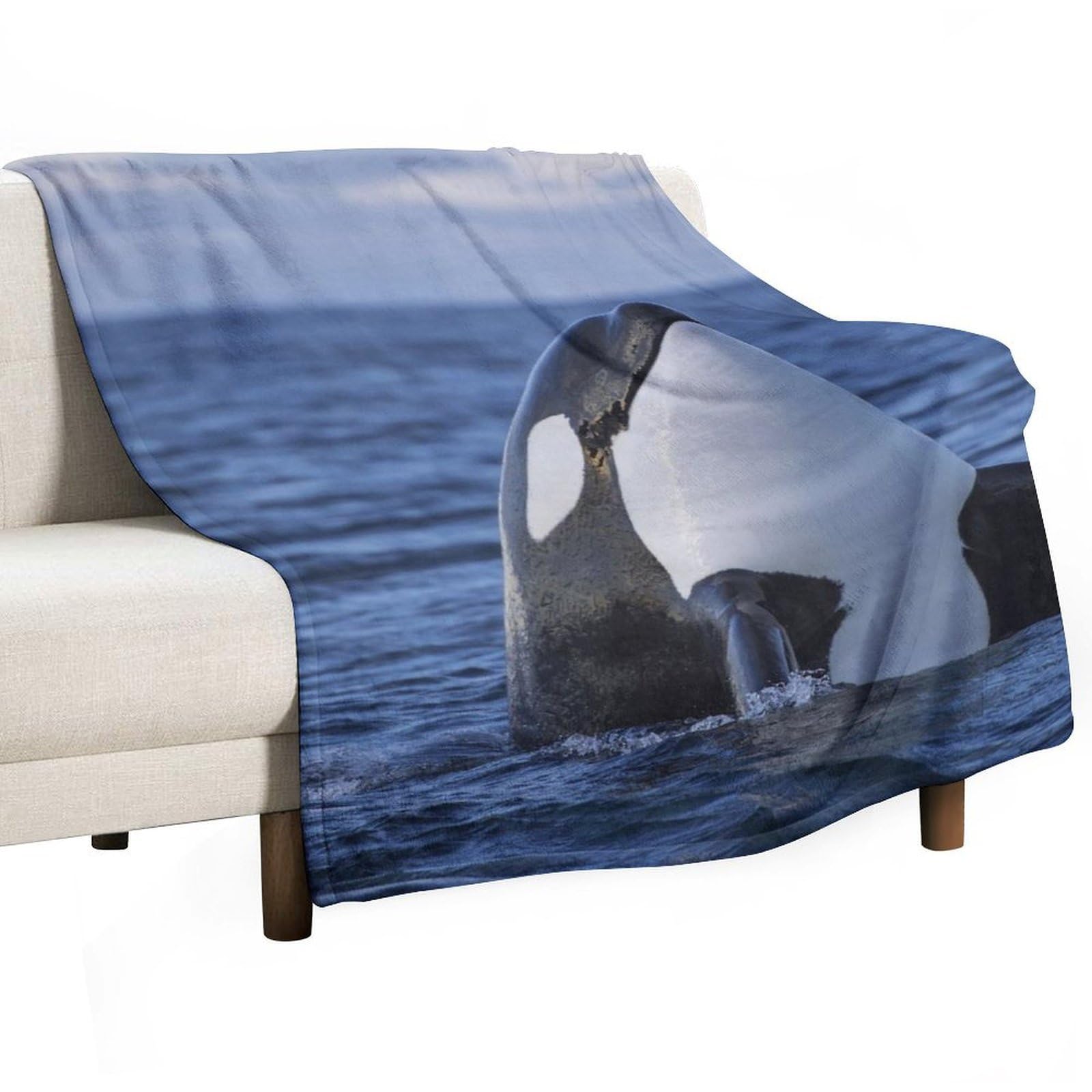 MHYRAC Flannel Blanket, Killer Whales Orca Throw Blanket for Couch Sofa Bed Office, Soft And Comfortable Without Pilling