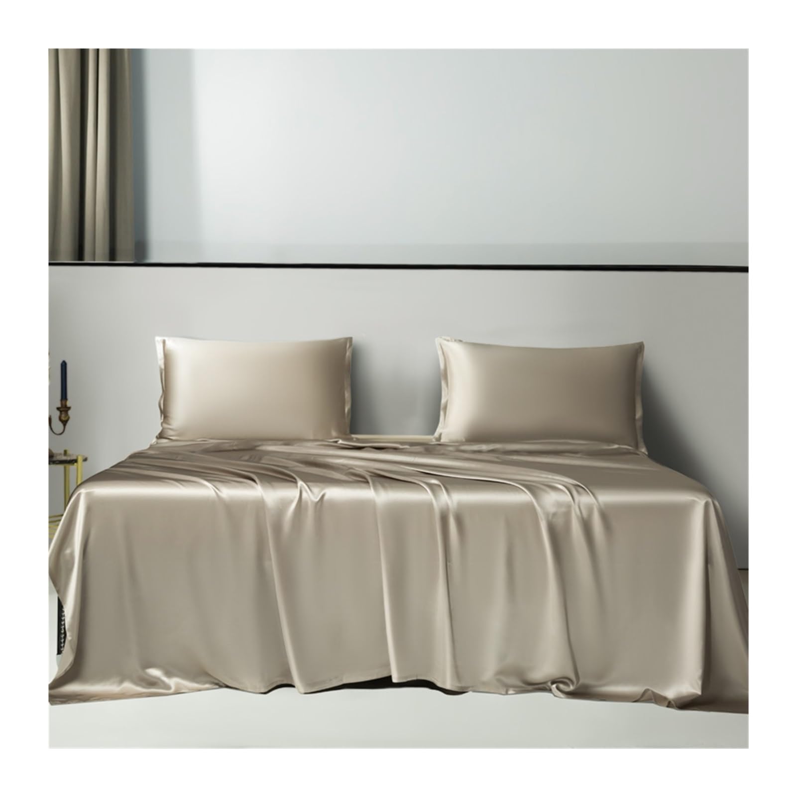 Luxuriöses Satin-Bettlaken Aus Gewaschener Seide – Kühlend, Glatt, Ohne Gummizug – Viele Farben & Größen, Z.B. Camel, 250x250 Cm