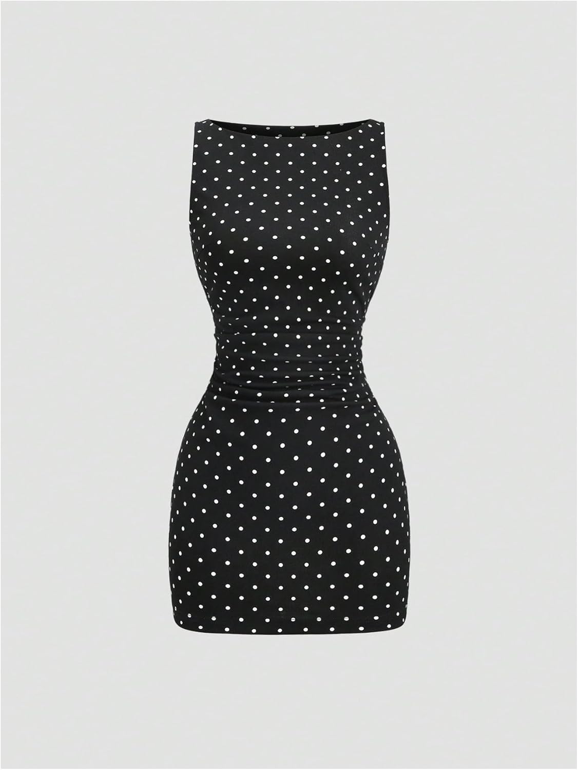 Verdusa Women's Polka Dots Ruched Tank Tops Elegant Bodycon Mini Dresses Concert Outfits - Image 5