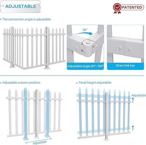 Miniatura 3 de Patio 2 juegos de vallas de jardín para exteriores, 38.6 pulgadas de alto x 84 pulgadas de largo, paneles de vinilo de PVC decorativos para patio