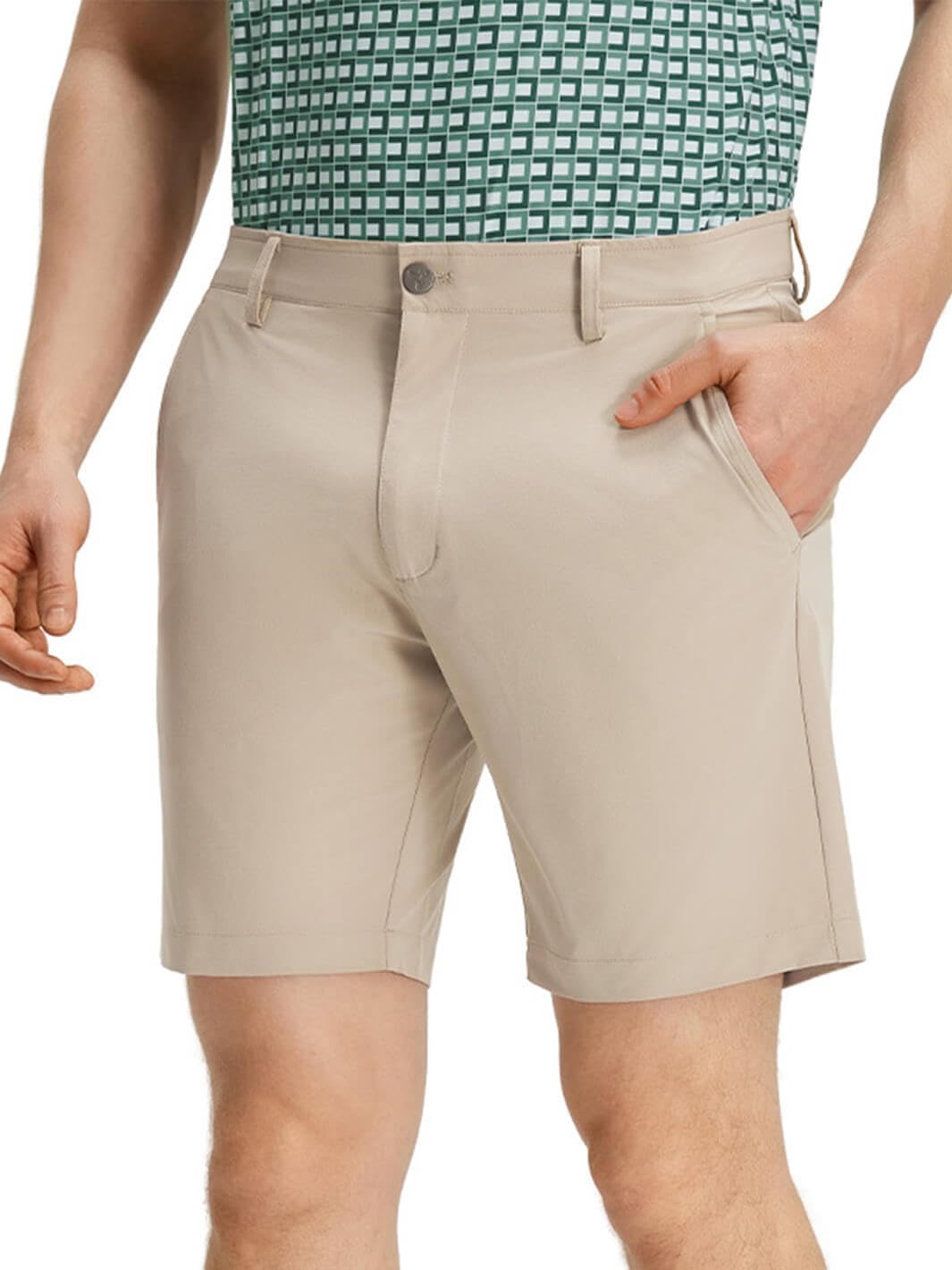 Men's Golf Shorts with 7" Inseam Quick Dry Stretch Waist Water Resistant Quick Dry Flat Front Dress Shorts
