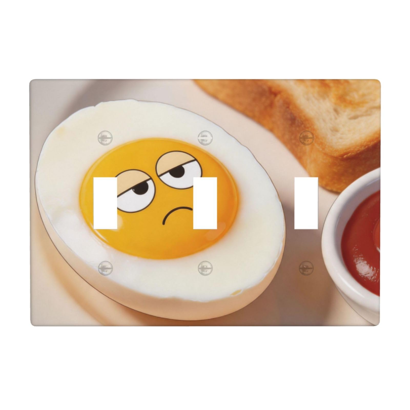 Egg Rolling Eyes 3 Gang Switch Plate Cover-Unbreakable Polycarbonate Wall Plate, Heat Resistant Toggle Switch Decor for Home