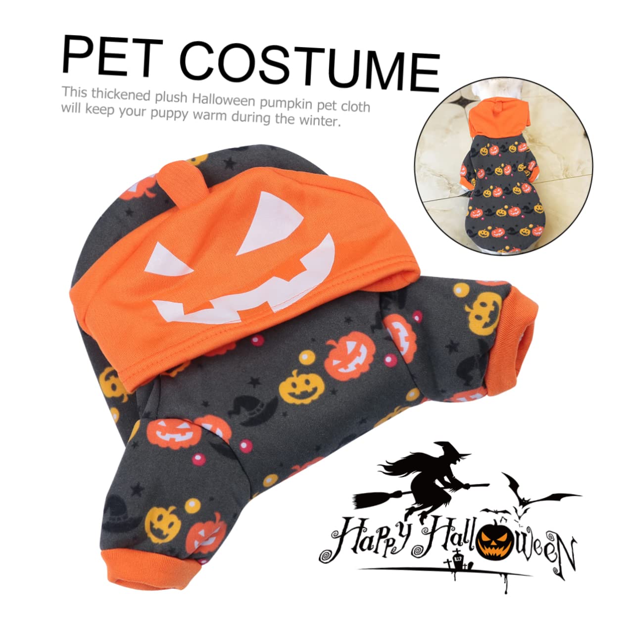 HMJGDHX 2 Pezzi Addensare Vestiti Caldi per Animali Domestici Costume da Zucca di Halloween per la Festa di Cosplay dell'animale Domestico del Cane