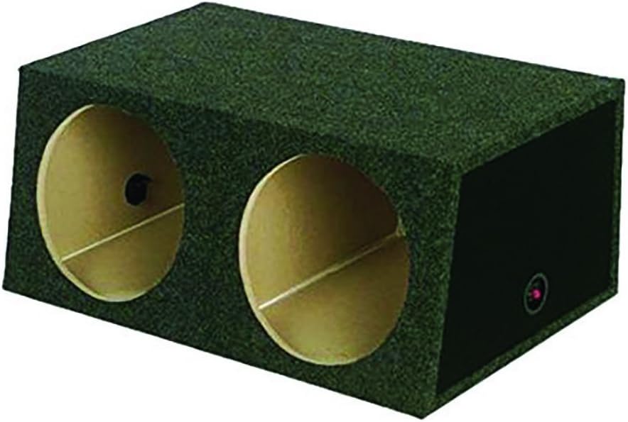 Q Power Dual 12-Inch Sealed Angled Subwoofer Box, Offers 1.2 Cubic Feet of Airspace Per Chamber, Solid 5/8-Inch MDF Construction