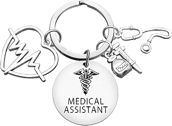 Xiahuyu Medical Assistant Gifts Medical Assistant Keychain Stethoscope Keychain Syringe Keychains MA Medical Assistant Graduation Gift MA Student Gift