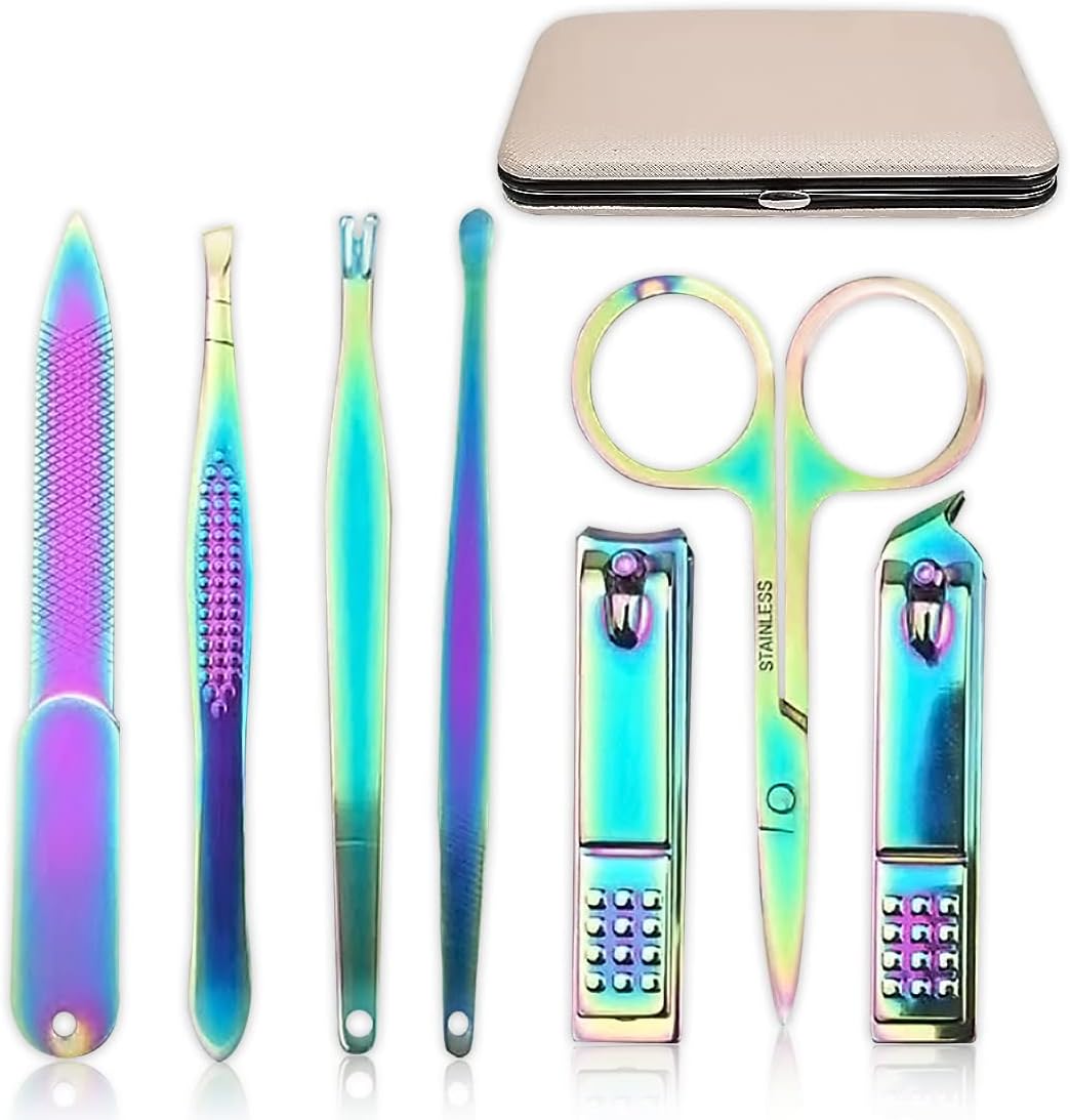 Manicure Set for Women Men, 7 in 1 Nail Clipper Set Professional Pedicure Set Grooming Kits, Nail Care Tools with Portable Case, Ear Pick, Nail Scissors Suit for Personal Care