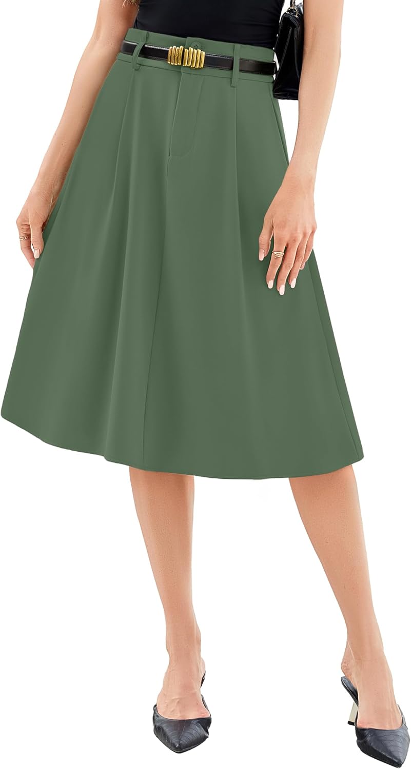 Casly Lamiit Skirts for Women A Line Midi Skirts Business Casual Skirt High Waist Skirt